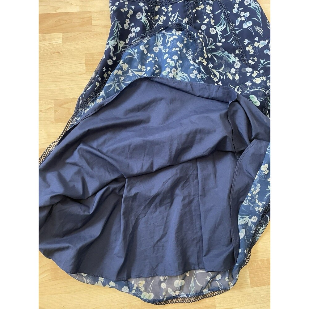 Dalia McPhee Midi Dress Floral Navy Blue Size Large - Picture 15 of 16